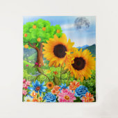 Blume der Sonne in der Natur - Abstrakte Blüte Wandteppich (Vorderseite)