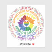 Blume der sozialen Gerechtigkeit in Farben Word Ar Aufkleber (Blatt)