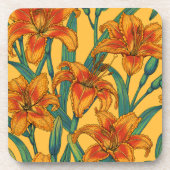 Blume der Taglilie, blau und gelb Getränkeuntersetzer (Vorderseite)