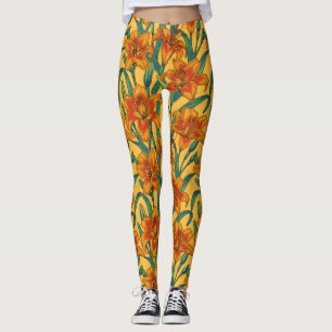 Blume der Taglilie, blau und gelb Leggings