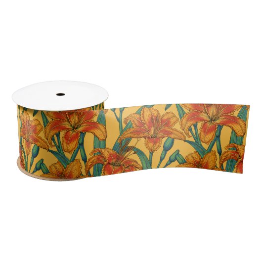 Blume der Taglilie, blau und gelb Satinband (Spule)