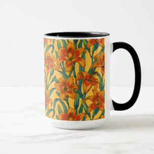Blume der Taglilie, blau und gelb Tasse