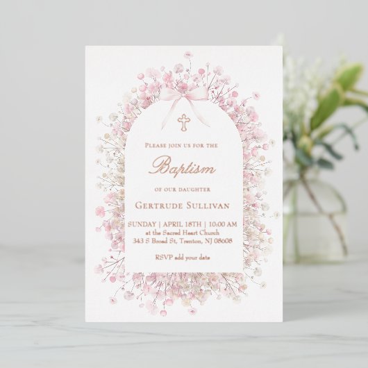 Blume der Taufe Folieneinladung (Stehend vorne)