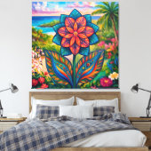 Blume der tropischen Fantasie im Paradies Leinwanddruck (Insitu (Schlafzimmer))