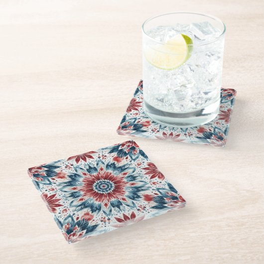 Blume der Unabhängigkeit Glasuntersetzer (Schrägansicht)