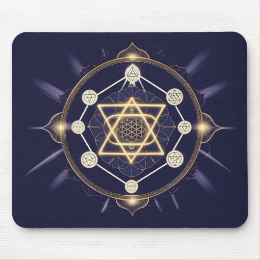 Blume der Unendlichkeit — Heilige Geometrie Himmel Mousepad (Vorne)