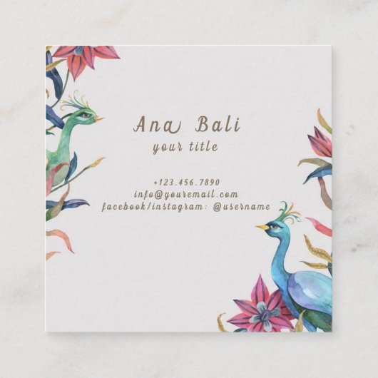 Blume der Vektor-Aquarellpflaster Quadratische Visitenkarte (Rückseite)
