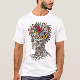 Blume der Vintagen Anatomie des Schädels Arzt T-Shirt