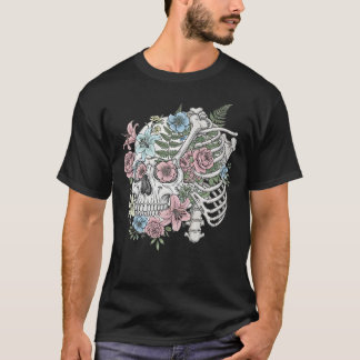 Blume der Vintagen Anatomie des Schädels T-Shirt