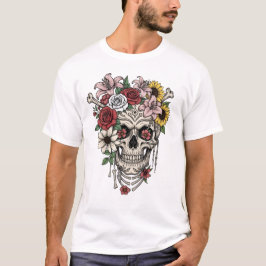 Blume der Vintagen Anatomie des Schädels T-Shirt