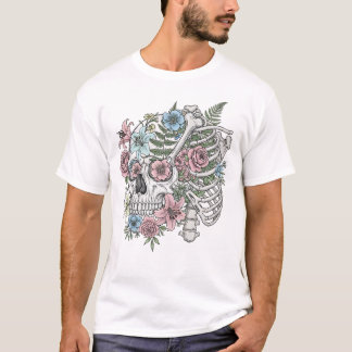 Blume der Vintagen Anatomie des Schädels T-Shirt