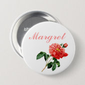 Blume der Vintagen botanischen rote Rose Button (Vorne & Hinten)