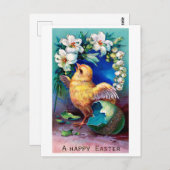 Blume der Vintagen Osterküken Postkarte (Vorne/Hinten)