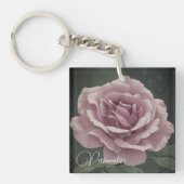 Blume der Vintagen Rose Dusky Rosa Grün Schlüsselanhänger (Vorderseite)