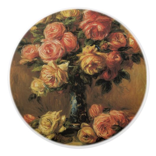 Blume der Vintagen Rose Gold Blumenimpressionist Keramikknauf (Vorderseite)
