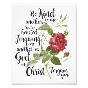 Blume der Vintagen Rose illustriert mit Bibelverse Fotodruck