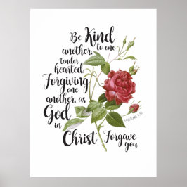 Blume der Vintagen Rose illustriert mit Bibelverse Poster