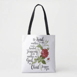 Blume der Vintagen Rose illustriert mit Bibelverse Tasche