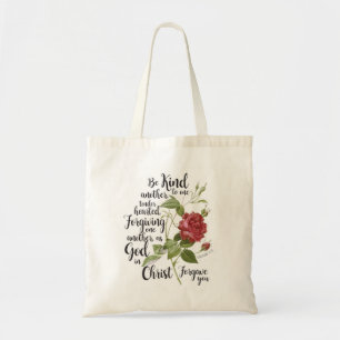 Blume der Vintagen Rose illustriert mit Bibelverse Tragetasche