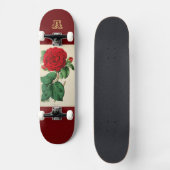 Blume der Vintagen Rote Rose Illustration Mit Mono Skateboard (Vorderseite)