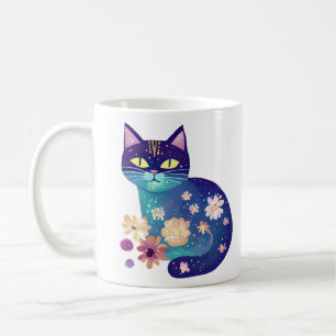 Blume der Volkskunst und Cat-Mama Kaffeetasse