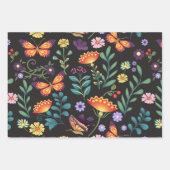 Blume der Volkskunst und Schmetterlinge Geschenkpapier Set (Vorderseite)