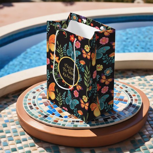 Blume der Volkskunst und Schmetterlinge Personalis Mittlere Geschenktüte