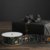 Blume der Volkskunst und Schmetterlinge Satinband