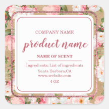 Blume der Wasserfarbe auf den Etiketten von Kraft-