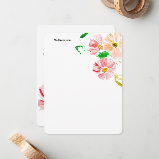 Blume der Wasserfarbe personalisiert Mitteilungskarte (Vorderseite/Rückseite Beispiel)