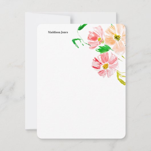 Blume der Wasserfarbe personalisiert Mitteilungskarte (Vorderseite)