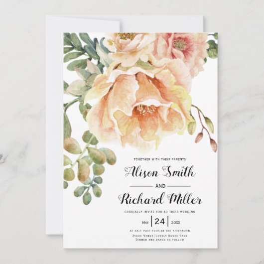 Blume der Wasserfarben Einladung (Vorderseite)