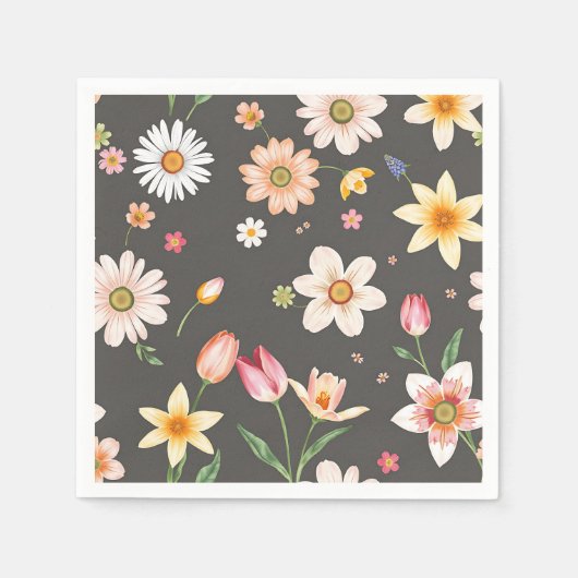 Blume der Wasserfarben-Frühlingsmuster mit Milchpr Serviette (Vorderseite)