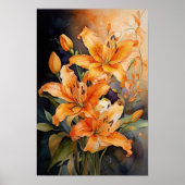 Blume der Wasserfarben Kunst, Dichtung und Musik Poster (Vorne)