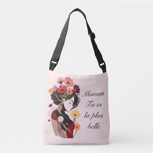 Blume der weiblichen Silhouette für die französisc Tragetaschen Mit Langen Trägern (Vorderseite)