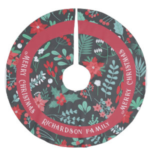 Blume der Weihnachtsfamilien Polyester Weihnachtsbaumdecke