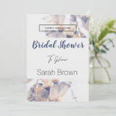 BLUME DER WEISS UND BLAUEN PATELE ELEGANTES BRAUTP EINLADUNG (Stehend Vorderseite)