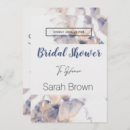 BLUME DER WEISS UND BLAUEN PATELE ELEGANTES BRAUTP EINLADUNG (Vorne/Hinten)