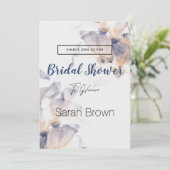 BLUME DER WEISS UND BLAUEN PATELE ELEGANTES BRAUTP EINLADUNG (Stehend Vorderseite)