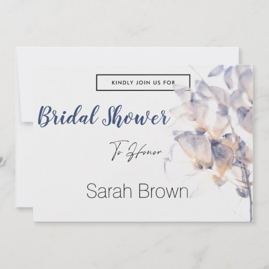 BLUME DER WEISS UND BLAUEN PATELE ELEGANTES BRAUTP EINLADUNG (Vorderseite)