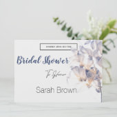 BLUME DER WEISS UND BLAUEN PATELE ELEGANTES BRAUTP EINLADUNG (Stehend Vorderseite)