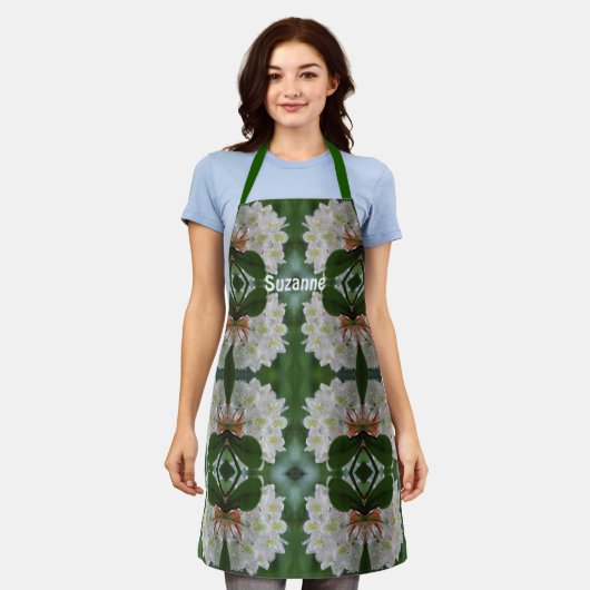 Blume der weißen Azalea mit Raindrops Personalisie Schürze (Getragen)