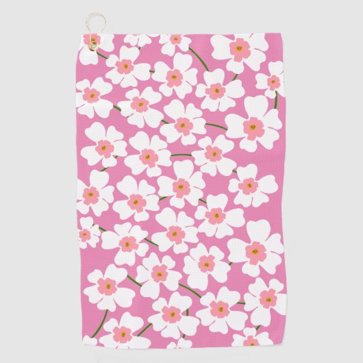 Blume der Weißen Fantasie Lover Pattern Pink Golfhandtuch (Vorderseite)