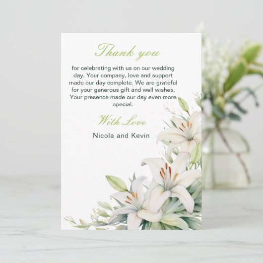 Blume der Weißen Lilie Dankeskarte (Stehend Vorderseite)