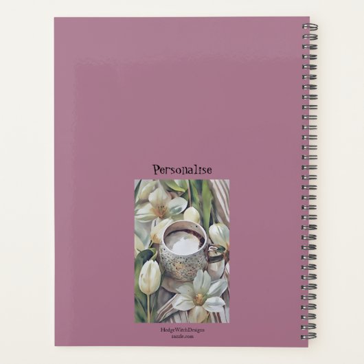 Blume der Weißen Lilie Kaffeekonzept Rosa Journal Planer (Rückseite)