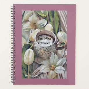 Blume der Weißen Lilie Kaffeekonzept Rosa Journal Planer