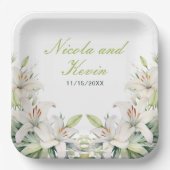 Blume der Weißen Lilie Pappteller (Vorderseite)