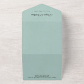 Blume der weißen Linie auf türkisfarbenen Hochzeit All In One Einladung (Außenbereich)