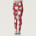 Blume der weißen Nelken auf Gemustertem Rot Leggings<br><div class="desc">Machen Sie mit diesen farbenfrohen Leggings eine kühne Aussage. Sie koordinieren sich mit unserem fröhlichen Weihnachtsdesign aus unserer Blume Typografie-Kollektion,  können aber das ganze Jahr getragen werden. Sie zeichnen sich durch einen roten Hintergrund und ein großformatiges Foto-Bild von Blume mit weißer Nelke aus.</div>