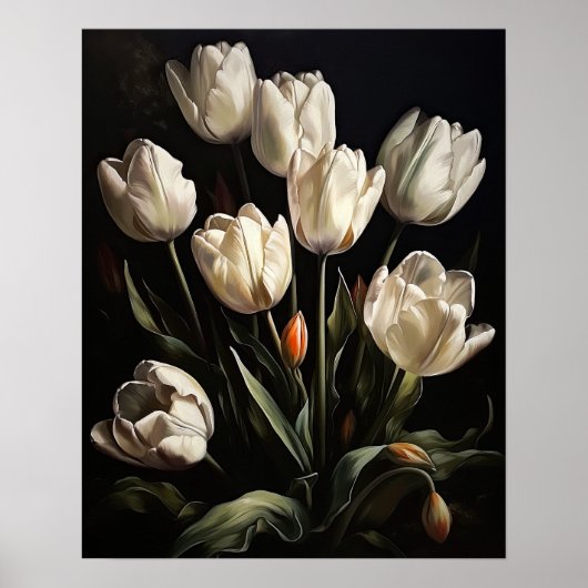 Blume der Weißen Tulip Art Print Poster (Vorne)